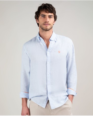 Camisa El Ganso Lino Garment Dyed Celeste